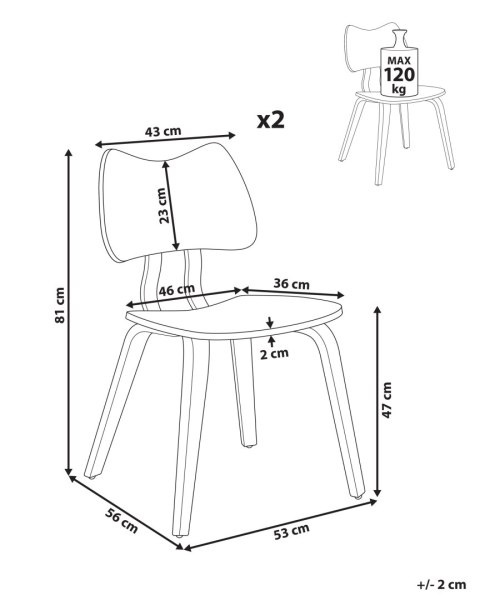 Zestaw 2 krzeseł do jadalni DIANA Drewno Jasnobrązowy