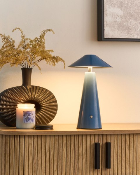 Bezprzewodowa lampa stołowa LED APAYAO Ze ściemniaczem Metal Niebieski