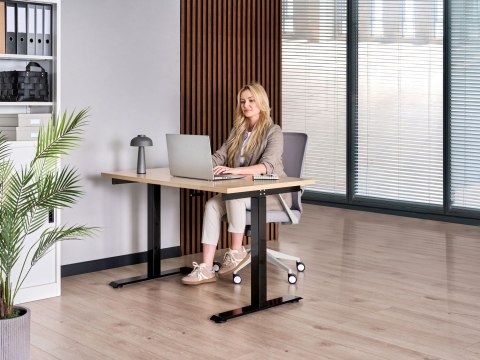 Biurko regulowane manualnie DESTINES Czarny/ jasny brąz 120 cm 60 cm