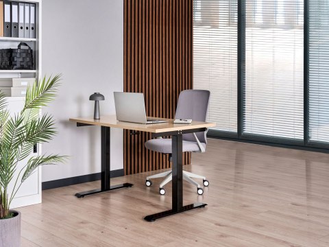 Biurko regulowane manualnie DESTINES Czarny/ jasny brąz 120 cm 60 cm