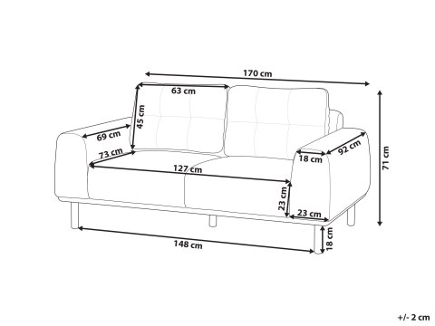 Sofa dla 2 osób LAURILA Jasnoszary