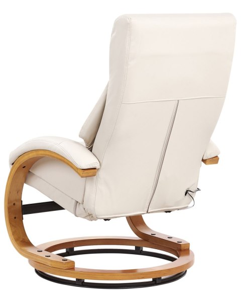 Fotel z masażem FORCE Z podnóżkiem Ekoskóra Jasnobeżowy