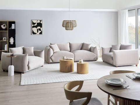 Komplet wypoczynkowy dla 5 osób LUVOS Welur Beżowoszary