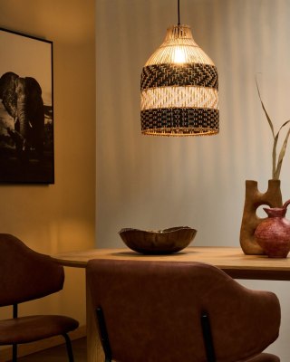 Lampa wisząca TURABO Rattan Czarny/ biały