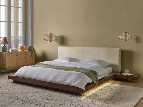 Łóżko LED Boucle ZEN 180 x 200 cm LED Jesion brązowy