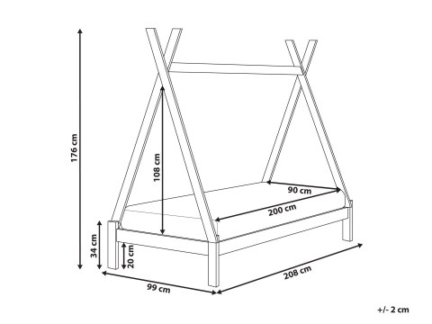 Łóżko dziecięce Tipi Drewno sosnowe DEVAY 90 x 200 cm Jasnobrązowy