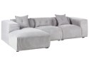 Narożnik dla 3 osób DOLVA Sztruks Jasnoszary Prawostronny