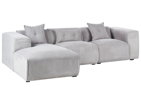 Narożnik dla 3 osób DOLVA Sztruks Jasnoszary Prawostronny