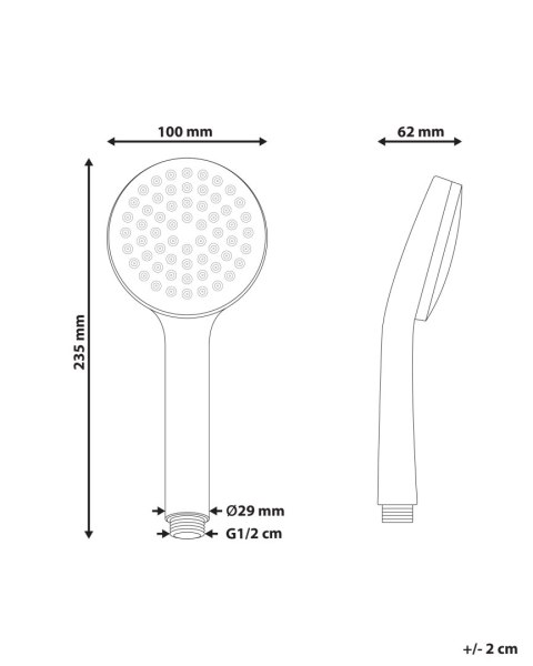 Słuchawka prysznicowa z wężem AYPATE Srebrny