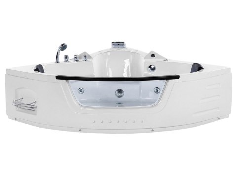 Wanna narożna z hydromasażem LED MARTINICA 198 x 144 cm Biały