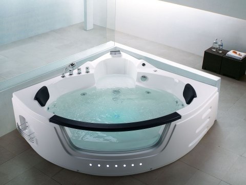 Wanna narożna z hydromasażem LED MARTINICA 198 x 144 cm Biały