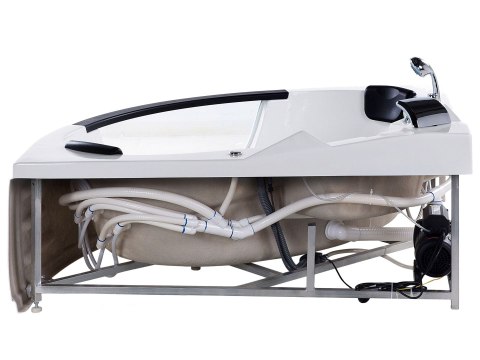 Wanna narożna z hydromasażem LED MARTINICA 198 x 144 cm Biały