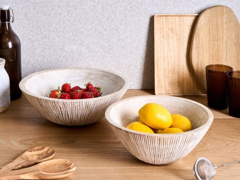 Zestaw 2 mis dekoracyjnych SIWA Drewno mango Jasnobrązowy