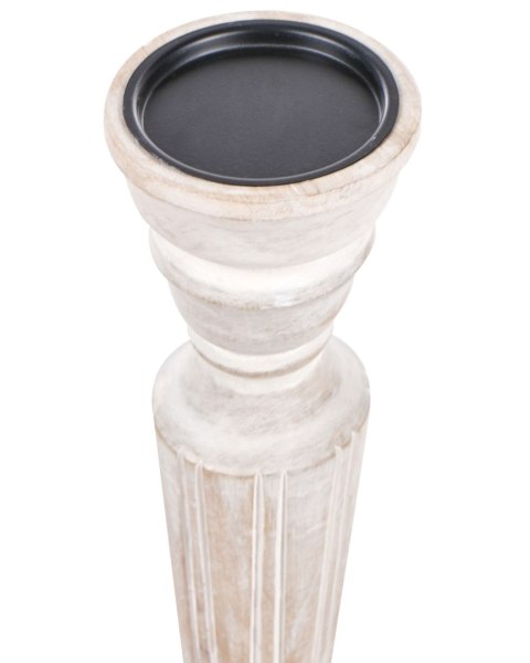 Zestaw 2 świeczników DARWA Drewno mango 30/40 cm Jasnobrązowy