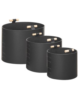 Zestaw 3 koszy ARAM Ekoskóra Czarny