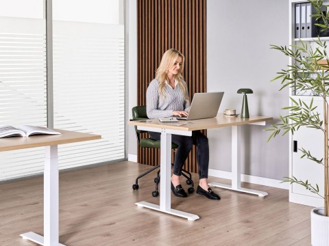 Biurko regulowane elektrycznie DESTINES Jasny brąz/ biały 120 cm 60 cm