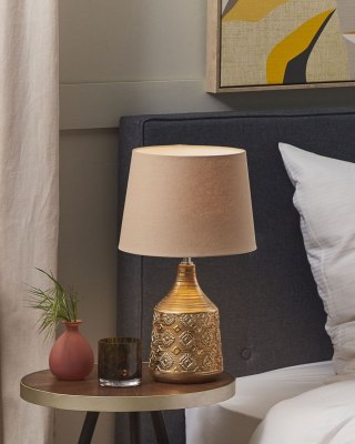 Lampa stołowa WARI Ceramika Złoty brąz