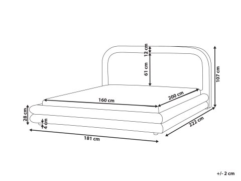 Łóżko wodne Len syntetyczny LAVARDENS 160 x 200 cm Beżowoszary