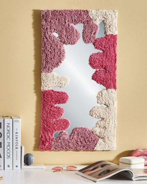Lustro ścienne CAGERI 41 cm 75 cm Bawełna Różowy