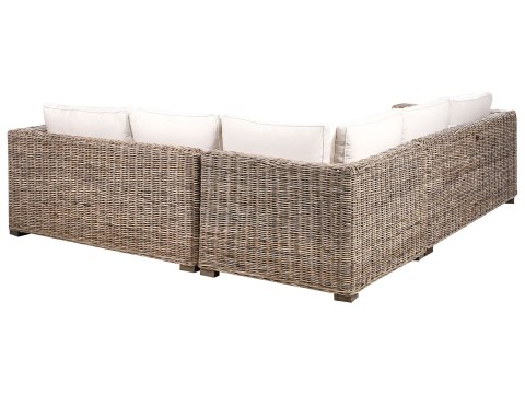 Narożnik ogrodowy z otomaną dla 5 osób RINELLA Rattan Szary