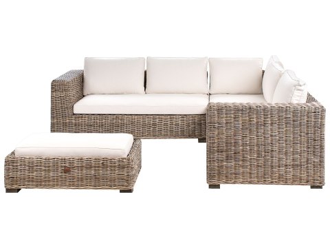 Narożnik ogrodowy z otomaną dla 5 osób RINELLA Rattan Szary