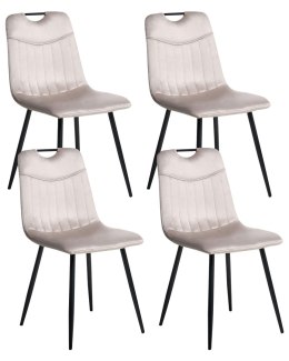 Zestaw 4 krzeseł do jadalni ARGYLE Welur Beżowoszary