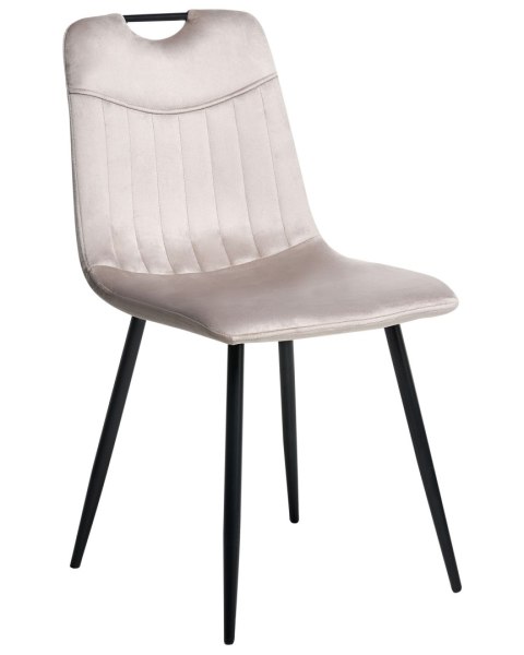 Zestaw 4 krzeseł do jadalni ARGYLE Welur Beżowoszary