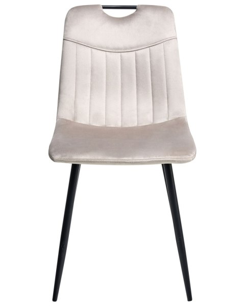 Zestaw 4 krzeseł do jadalni ARGYLE Welur Beżowoszary