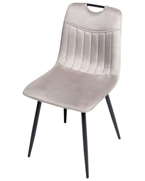 Zestaw 4 krzeseł do jadalni ARGYLE Welur Beżowoszary