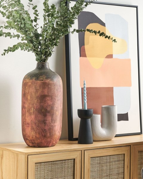 Wazon na kwiaty SARAGOSSA Ceramika 53 cm Miedziany