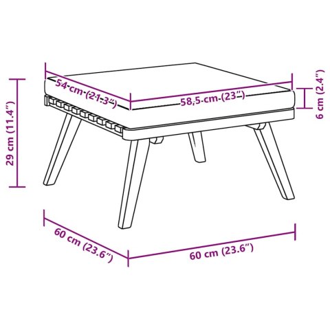  Podnóżek ogrodowy z poduszką, 60x60x29 cm, lite drewno akacjowe Lumarko!