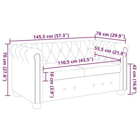  Sofa 2-osobowa w stylu Chesterfield, sztuczna skóra, czarna Lumarko!