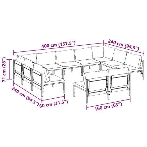Zestaw Sof na Ogród 11 pcs Antracytowy Stal Lumarko!