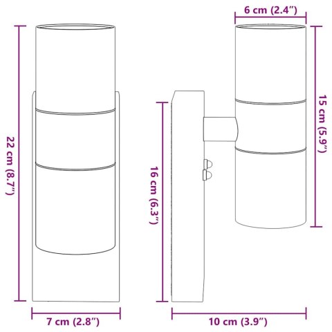 Kinkiety zewnętrzne 2 szt. Srebrna stal nierdzewna IP44 Lumarko!