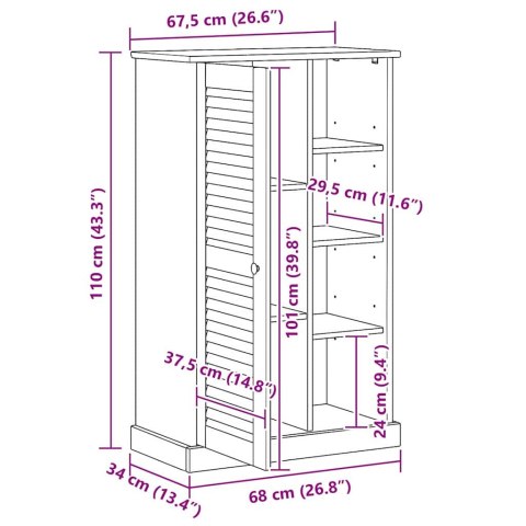 Szafka Łazienkowa Biały 68 x 34 x 110 cm Lite drewno sosnowe Lumarko!