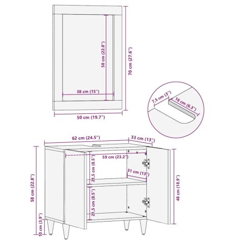 lustro łazienkowe 50x70x3 cm z litego drewna mango Lumarko!