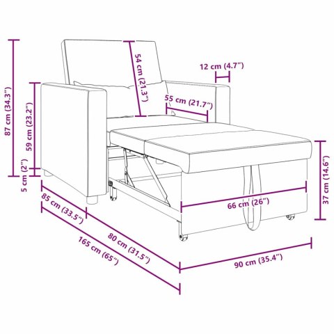 3-w-1 jednoosobowa sofa rozkładana w odcieniu chmury, tkanina Lumarko!