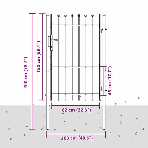 Brama ogrodzeniowa Szary 100 x 150 cm Stal Pokryta Proskiem Lumarko!