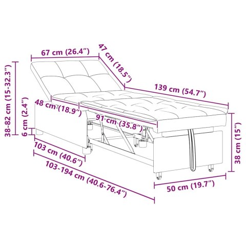 VidaXL Sofa Bed Czerwone wino 194 x 67 x 82 cm Aksamit