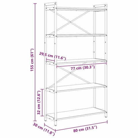 Półka na książki dąb artisan 80 x 30 x 153 cm Lumarko!