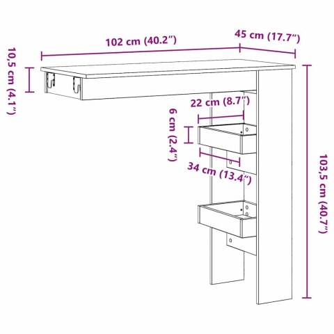 Stół Barowy - Czarny Dąb - 102x55x103.5 cm - Wykonany z materiałów drewnopochodnych Lumarko!