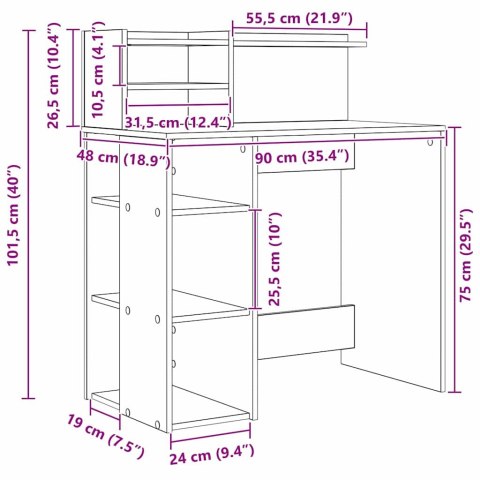 Biurko z przechowywaniem Dąb Rzemieślniczy 90x48x101.5 cm Materiał drewnopochodny Lumarko!