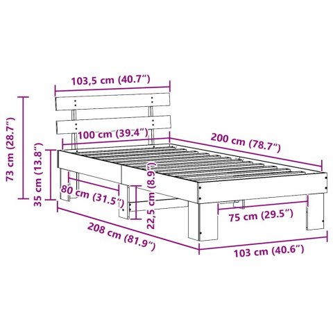 Łóżko z zagłówkiem 100x200 cm z litego drewna sosnowego Lumarko!