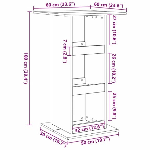 Stół Barowy z Przechowywaniem Czarny Dąb 60x60x102 cm Drewno Inżynieryjne Lumarko!