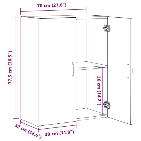 Szafa Biurowa - Czarna Dąb, 60 x 32 x 77.5 cm, materiał drewnopochodny Lumarko!