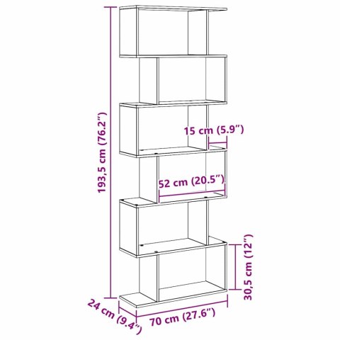 Szafka na książki w Czarnym Dębie - 70 x 24 x 193,5 cm, z materiału drewnopochodnego Lumarko!