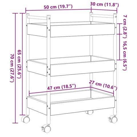 Wózek kuchenny vidaXL z dębowym wykończeniem 50x30x70 cm z drewna inżynieryjnego Lumarko!
