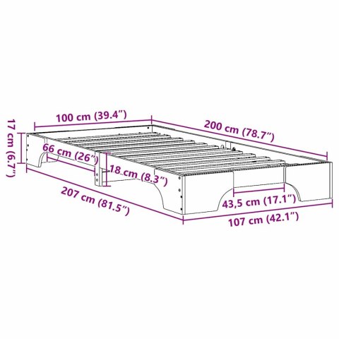 Ramka Łóżka Biała 100x200 cm z Litego Drewna Sosnowego Lumarko!