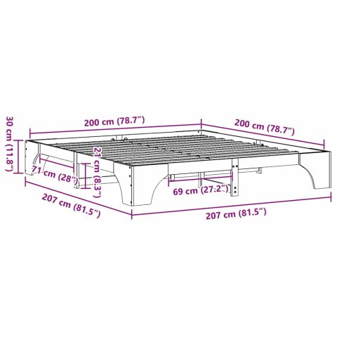 Ramka Łóżka Biała 200x200 cm z Litego Drewna Sosnowego Lumarko!