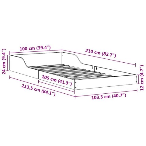 VidaXL Ramka łóżka Woskowy Brąz 100 x 210 cm Lite drewno sosnowe